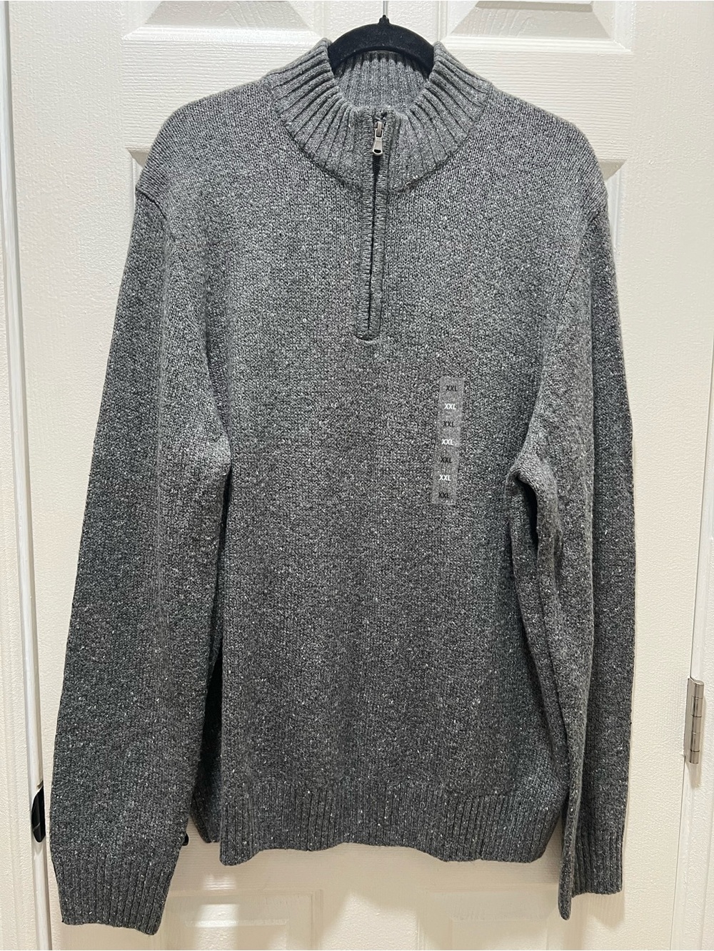 NWT SONOMA Goods For Life Men's Charcoal Speckled Quarter-Zip Sweater Size XXL